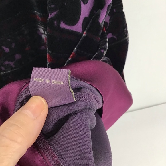 Hale’ Bob NWT Floral Mesh & Velvet Silk Blend Tunic Dress Boho Purple Size Med - Picture 3 of 13